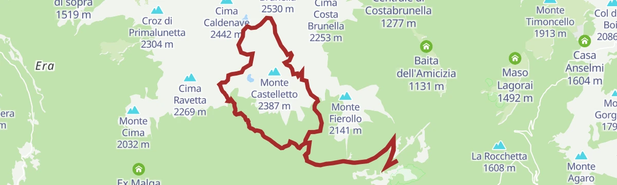 Route map: Hiking trail - Cresta del Frate and Tombolin di Rava